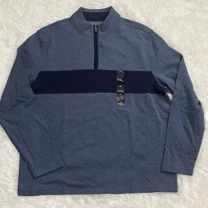Structure Men's Navy and Blue Zip-Up Pullover Shirt
